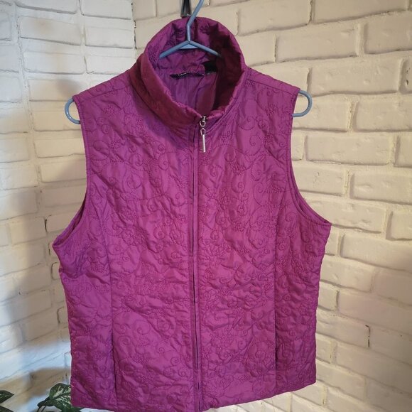 George Ladies Size Large Purple Lightweight Full Zip Lined Quilted Vest - Picture 1 of 8